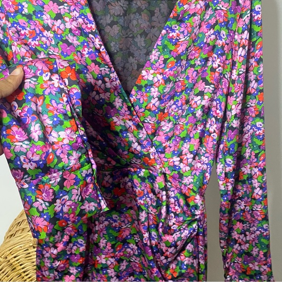 ZARA - Pink Floral Mini Wrap Dress - Size S - Picture 12 of 13